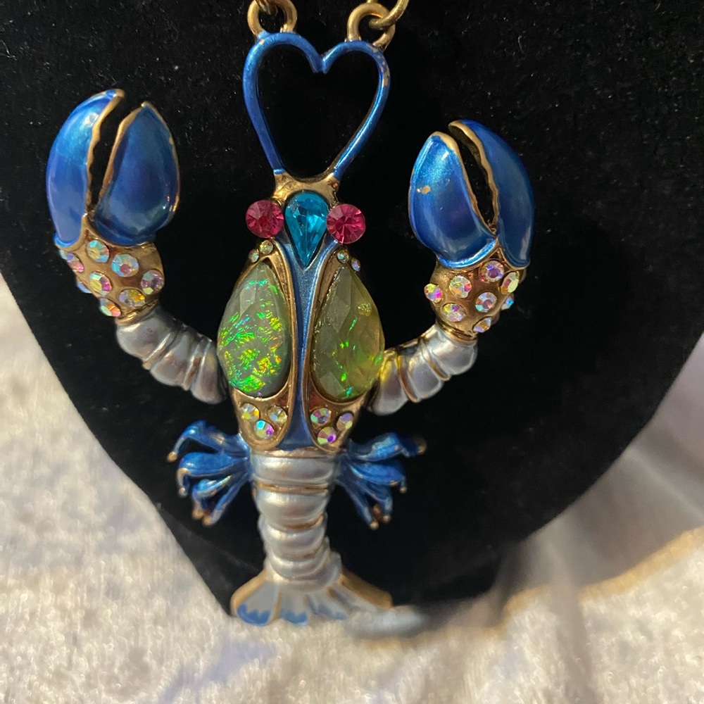 BETSEY JOHNSON COLORFUL RETICULATED LOBSTER PENDANT 30” NECKLACE + BONUS - Picture 4 of 14